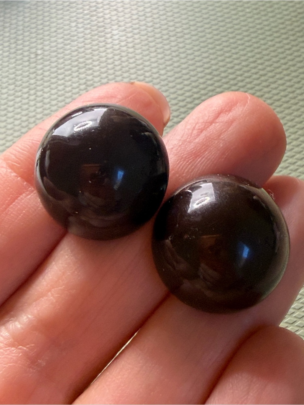 Classic Round Black Dome Stud Earrings - Black